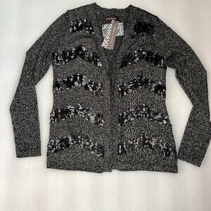 🆕 Dana Buchman Women’s Cardigan Sweater Size Small Black Sequins